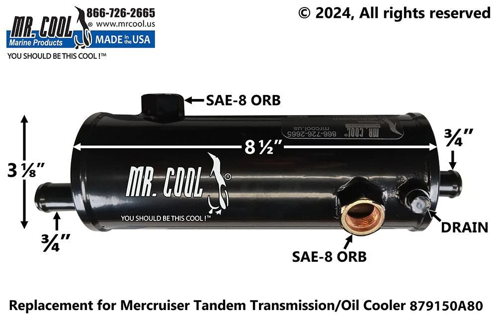 879150A80 / 8M0181781 Aftermarket Mercruiser Zeus 3000 Horizontal Transmission Oil Cooler | Sawley's Select Marine Parts