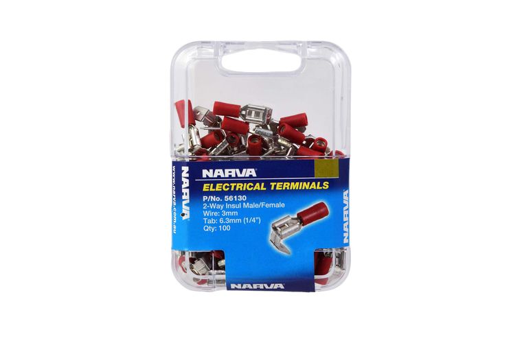 56130 Narva 2-way Male/Female Connector Red (100pk) | Genuine Narva Electrical