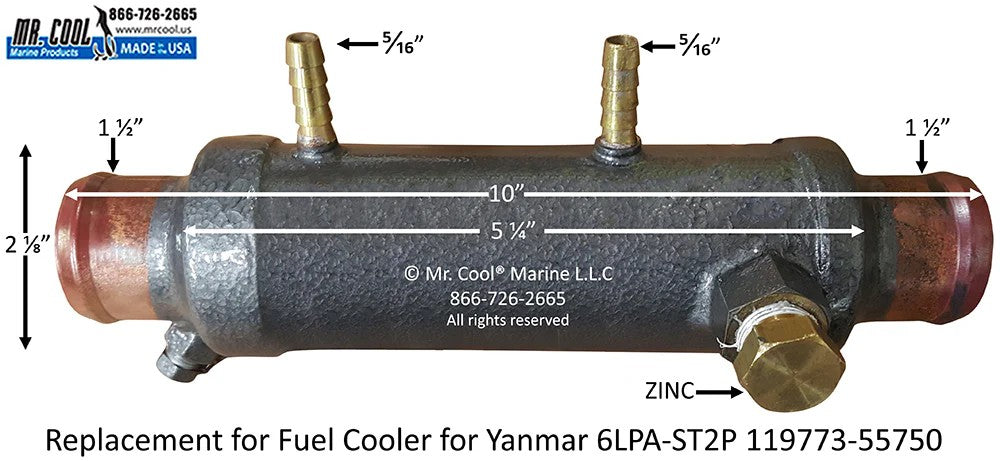 119773-55750 Yanmar 4LHA, 6LP(A) Fuel Cooler 119773-55750 Replacement 119773-55750 / 55800