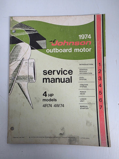 1974 Johnson 4HP Service Manual | Genuine Used Manual