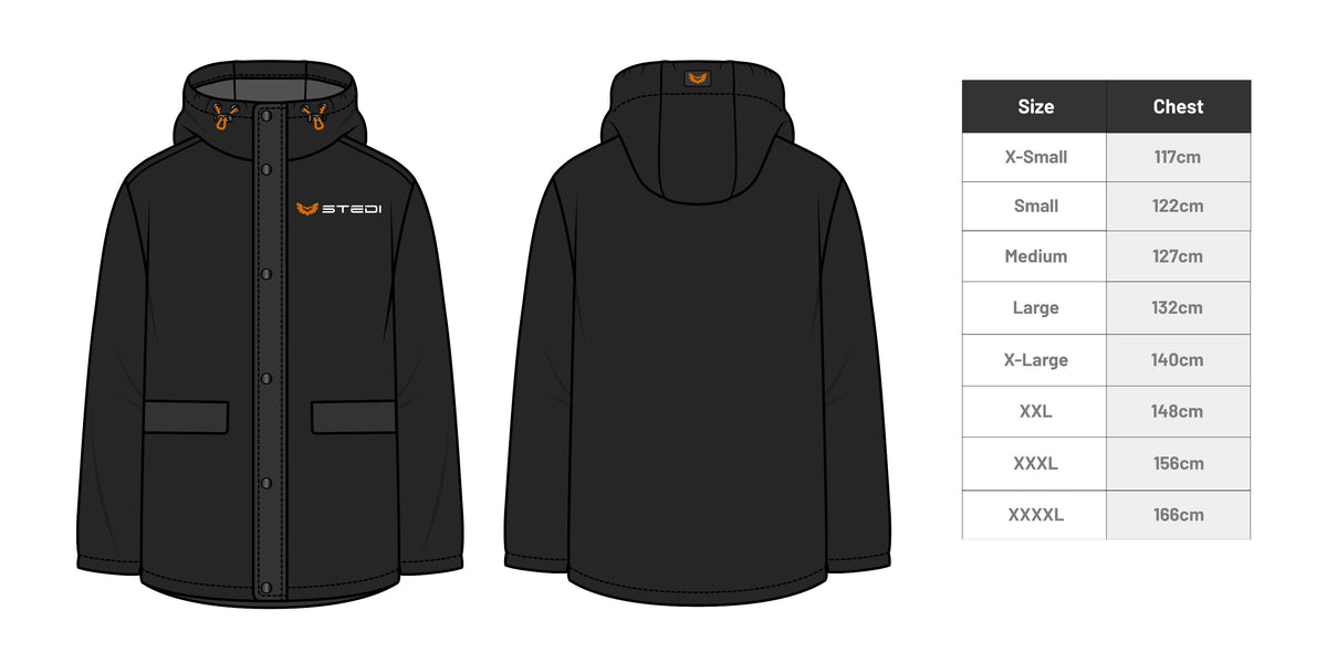 ST-50-LPJ-OPT STEDI Long Puffer Jacket - Black (Larger Sizing) | Genuine STEDI Product