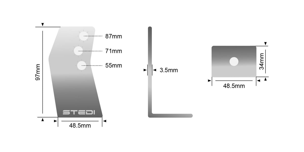 BRKST4K-SDE Side Brackets for LED Light Bars Brushed Stainless 95mm Profile | Genuine STEDI Product, image 9