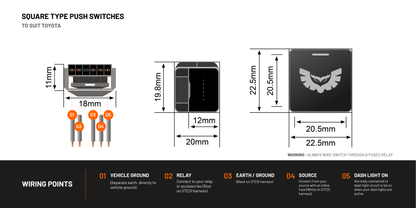SQUARE-TOY-LEFT-SIDE Square Type Push Switch | Left Side Lights | Genuine STEDI Product