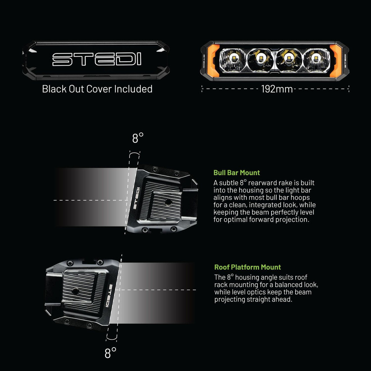 ST-02-SRT-104 Sport Plus Single Row 7.5 inch 4 LED Light Bar | Genuine STEDI Product