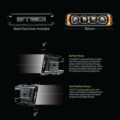 ST-02-SRT-104 Sport Plus Single Row 7.5 inch 4 LED Light Bar | Genuine STEDI Product