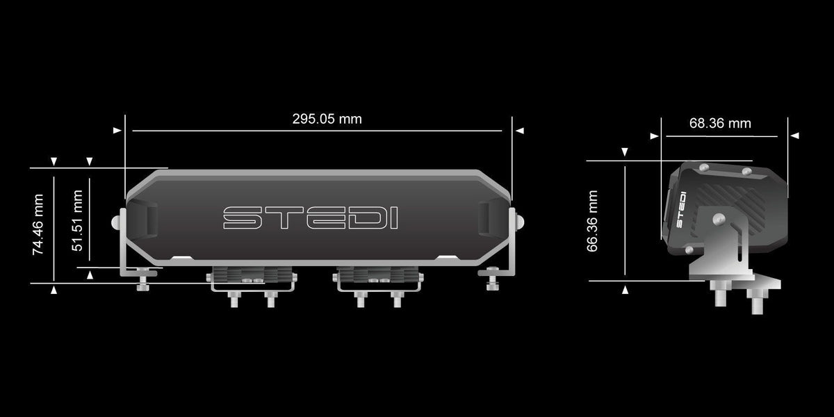 ST-02-SRT-108 Sport Plus Single Row 11.5 inch 8 LED Light Bar | Genuine STEDI Product
