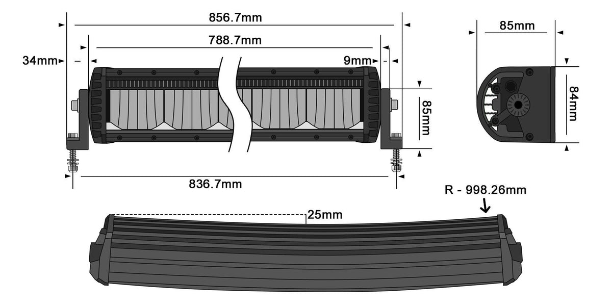 LEDST2K-31-12L-WHITE Marine White Boat Curved 31 Inch ST2K 12 LED Light Bar | Genuine STEDI Product