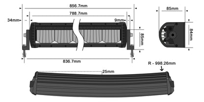LEDST2K-31-12L-WHITE Marine White Boat Curved 31 Inch ST2K 12 LED Light Bar | Genuine STEDI Product